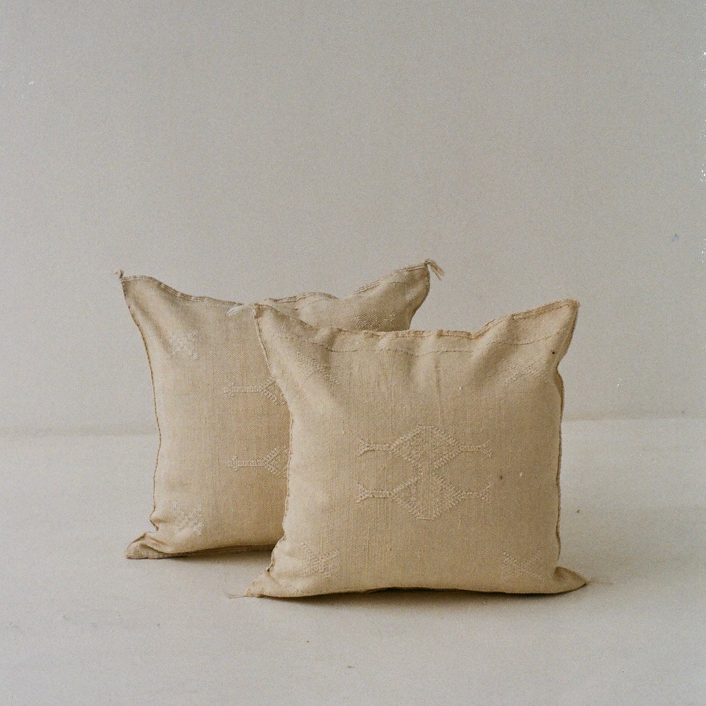 Square Cream Cactus Silk Cushion
