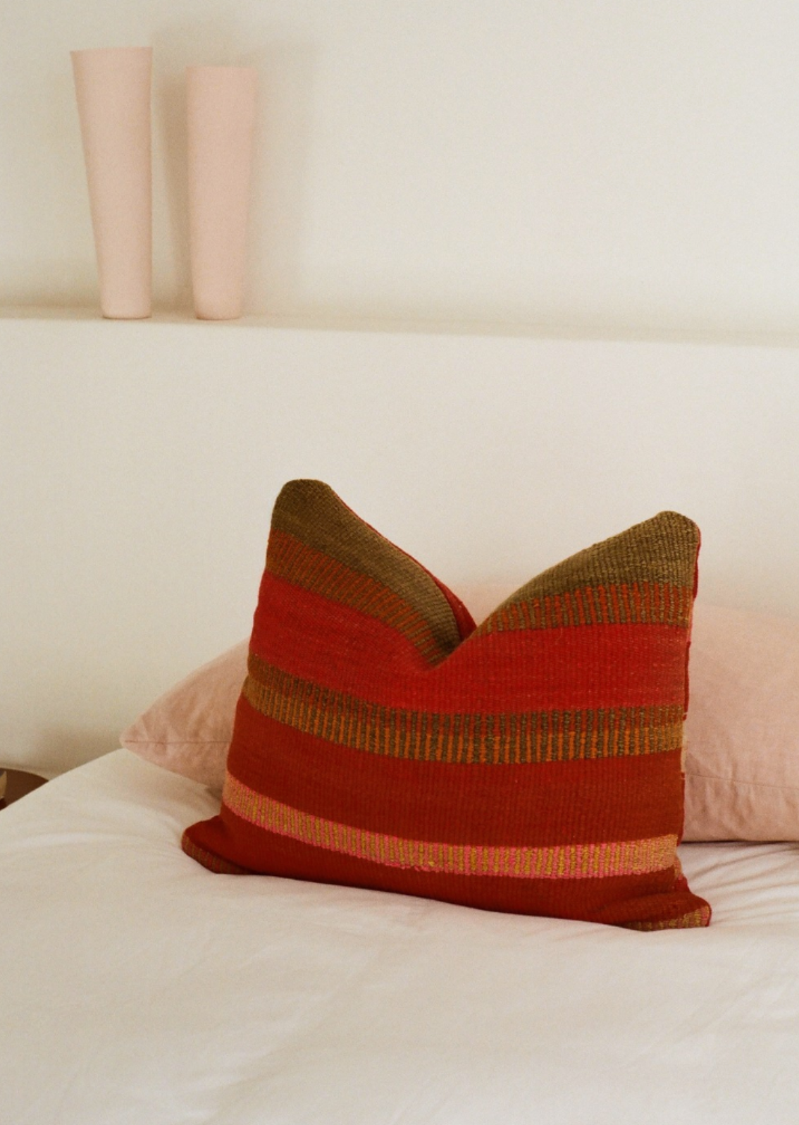 Red and brown stripe cushion cover