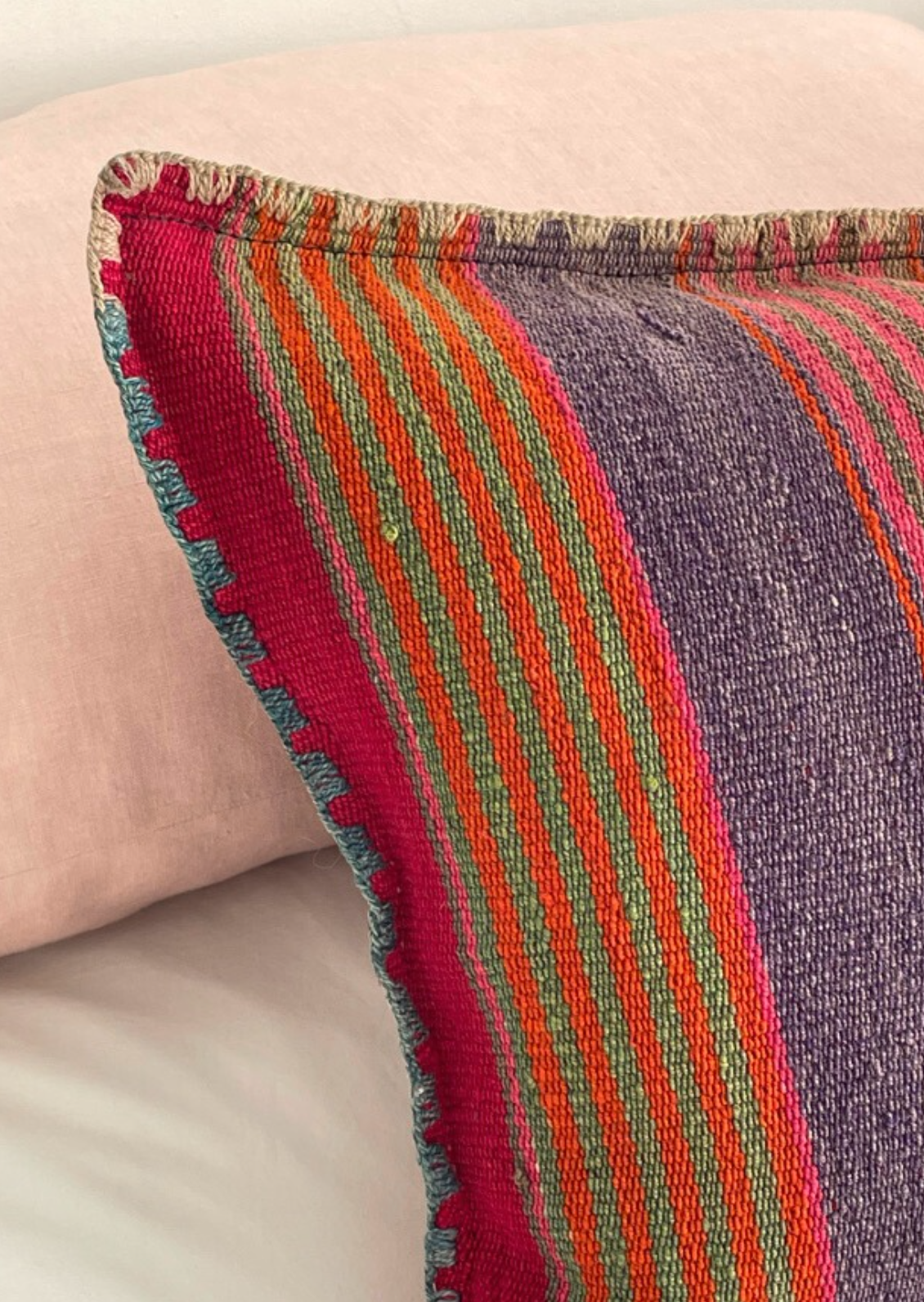 Oblong rainbow cushion cover