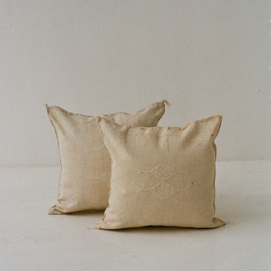 Square Cream Cactus Silk Cushion
