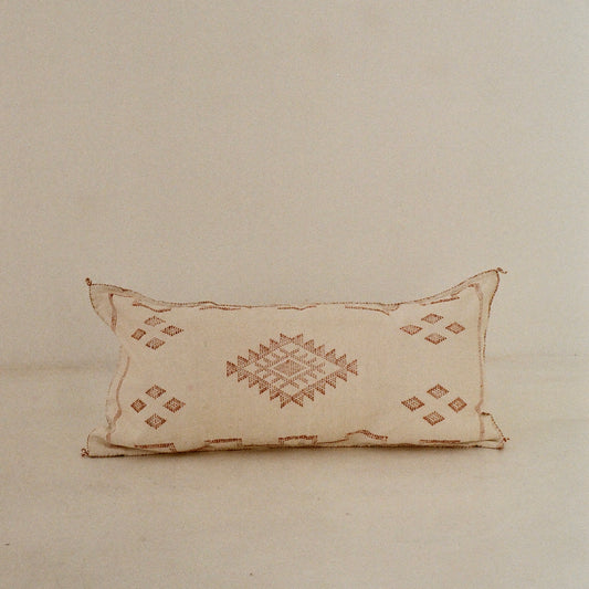 White and Rust Cactus Silk Cushion