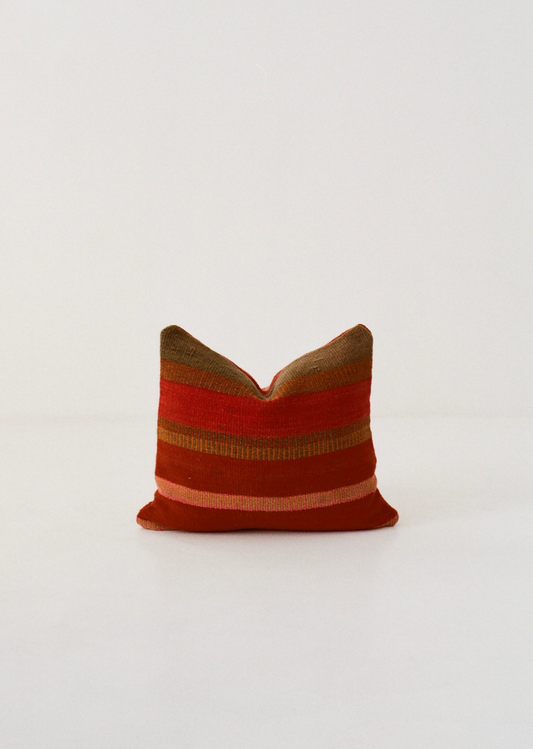 Red and brown stripe cushion cover